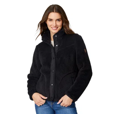 Free Country Women's Sherpa Butter Pile Button Front Jacket In Black
