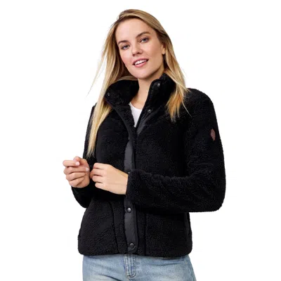 Free Country Women's Sherpa Butter Pile Button Front Jacket In Black