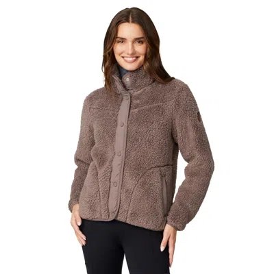 Free Country Women's Sherpa Butter Pile Button Front Jacket In Brown