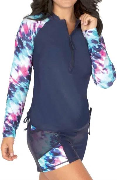 Free Country Women's Spf 50 Swim Top In Navy