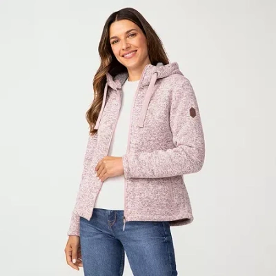 Free Country Womens Fleece Hooded Lightweight Jacket In Pink