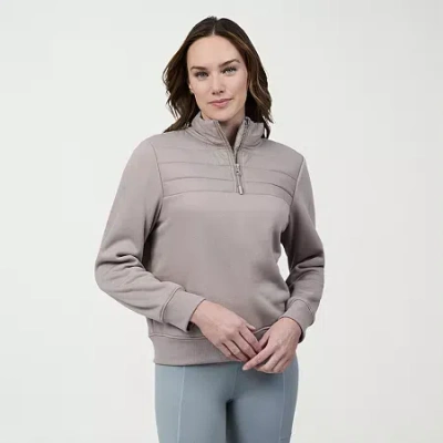 Free Country Womens High Neck Long Sleeve Quarter-zip Pullover In Brown