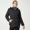 Free Country Womens Hooded Reversible Midweight Quilted Jacket In Black