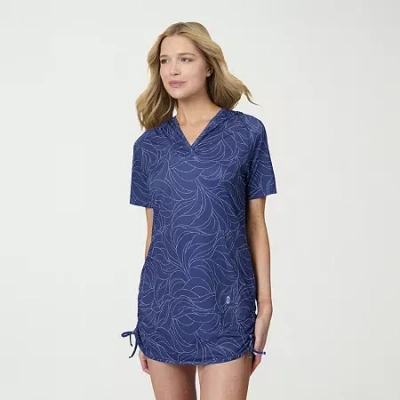 Free Country Womens Hooded Short Sleeve T-shirt Dress In Blue