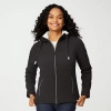Free Country Womens Hooded Water Resistant Midweight Softshell Jacket In Black