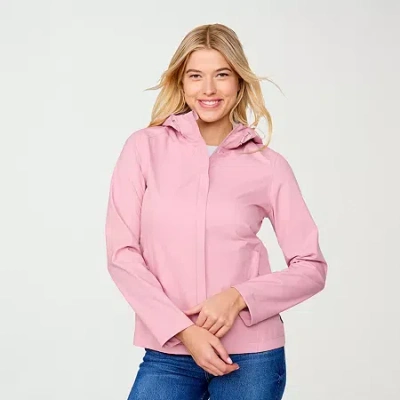 Free Country Womens Hooded Waterproof Lightweight Raincoat In Pink