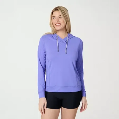 Free Country Womens Long Sleeve Moisture Wicking Active Hoodie In Blue