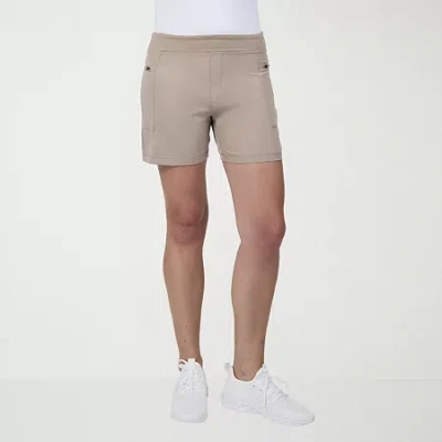 Free Country Womens Mid Rise Stretch Fabric Active Pull-on Short In Sand