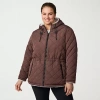 Free Country Womens Plus Hooded Reversible Midweight Quilted Jacket In Multi