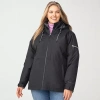 Free Country Womens Plus Hooded Water Resistant Wind Resistant Heavyweight System Jacket In Black