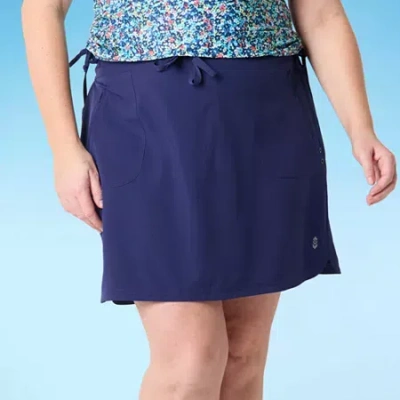 Free Country Womens Plus Swim Skirt In Blue