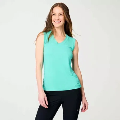Free Country Womens V Neck Sleeveless Tank Top In Green