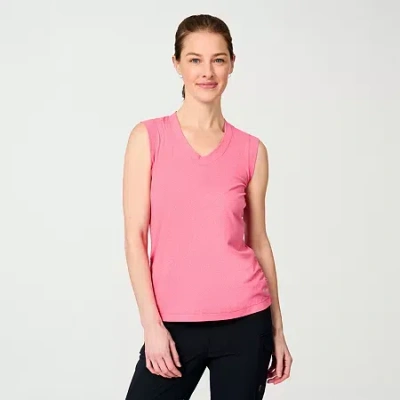 Free Country Womens V Neck Sleeveless Tank Top In Pink