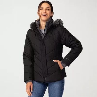 Free Country Womens Water Resistant Heavyweight Puffer Jacket In Black