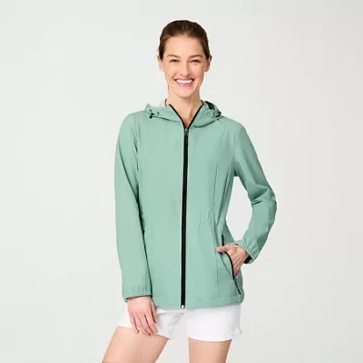 Free Country Womens Water Resistant Lightweight Raincoat In Green
