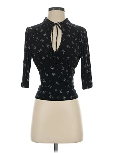 Pre-owned Free Fly 3/4 Sleeve Blouse In Black