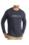 FREE FLY 8 WEIGHT LONG SLEEVE TEE IN HEATHER CHARCOAL