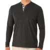 Free Fly Bamboo Flex Henley In Heather Black In Grey