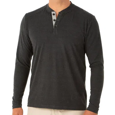 Free Fly Bamboo Flex Henley In Heather Black In Grey