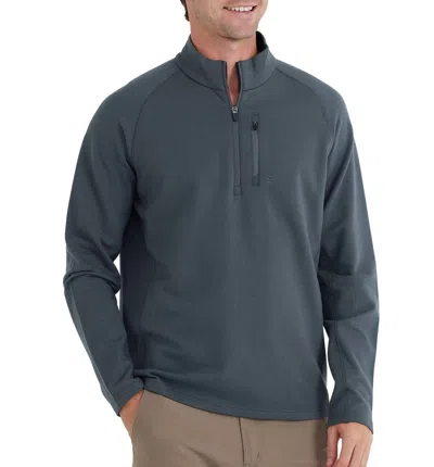 Free Fly Bamboo Heritage Fleece Quarter Zip Sweatshirt In Dark Spruce In Grey