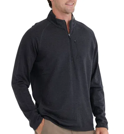 Free Fly Bamboo Heritage Fleece Quarter Zip Sweatshirt In Heather Black In Grey