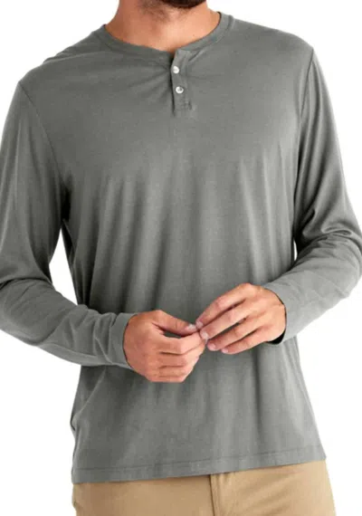 Free Fly Bamboo Heritage Henley In Fatigue In Gray