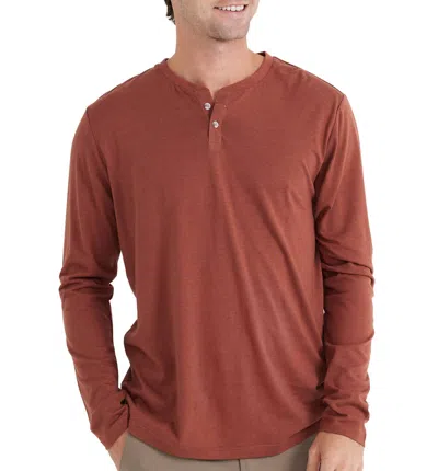 Free Fly Bamboo Heritage Henley Tee In Clay In Grey