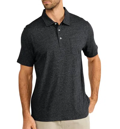 Free Fly Bamboo Heritage Polo Shirt In Heather Black