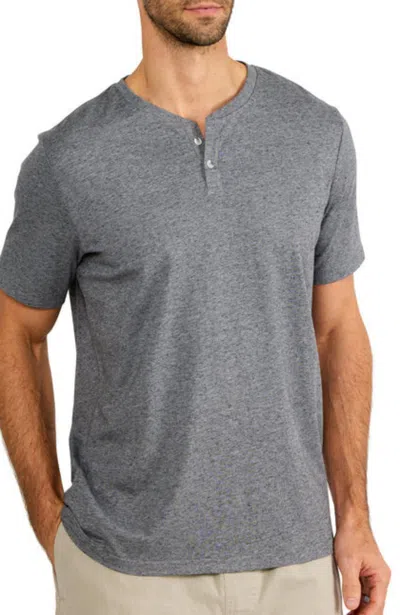 Free Fly Bamboo Heritage Short Sleeves Henley Shirt In Heather Flint In Gray
