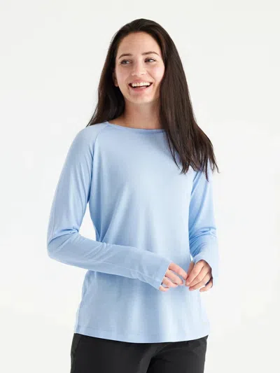 Free Fly Bamboo Top Womens Clear Sky Raglan Sleeve Pullover Performance Ups968 In Blue
