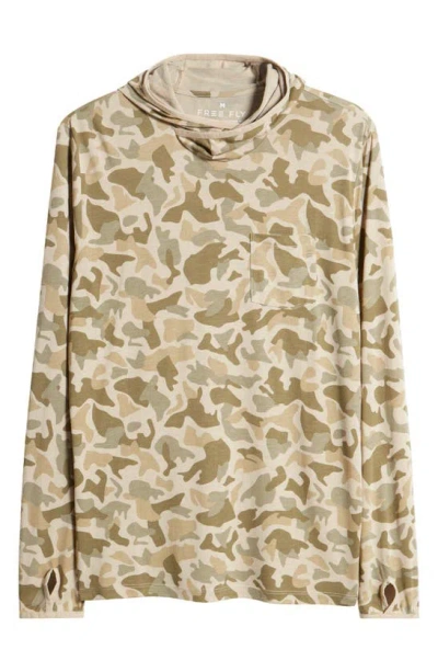 Free Fly Camouflage Lightweight Upf 20+ Hoodie In Barrier Island Camo