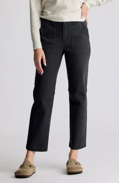 Free Fly Folly Straight Leg Ankle Stretch Cotton Twill Pants In Black