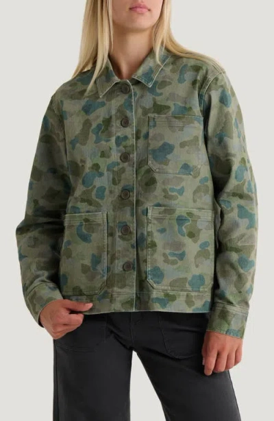 Free Fly Folly Stretch Cotton Twill Chore Coat In Green