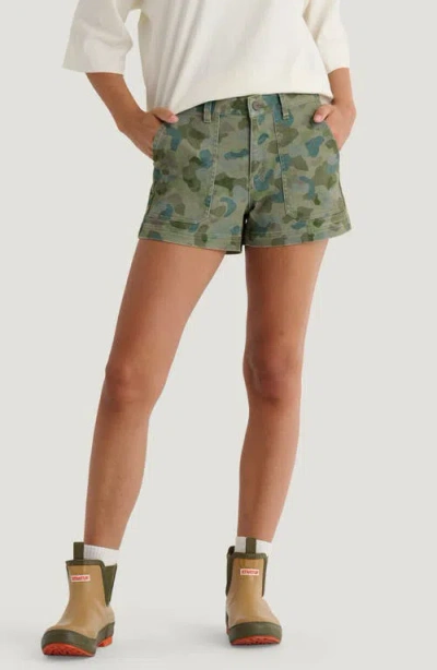 Free Fly Folly Stretch Cotton Twill Shorts In Watercolor Camo Oil Green
