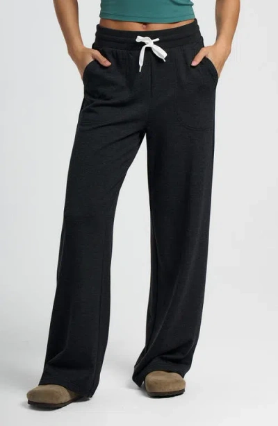 Free Fly Lightweight Fleece Wide Leg Pants In Heather Black