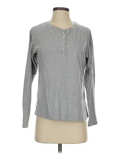 Pre-owned Free Fly Long Sleeve Henley Shirt In Gray