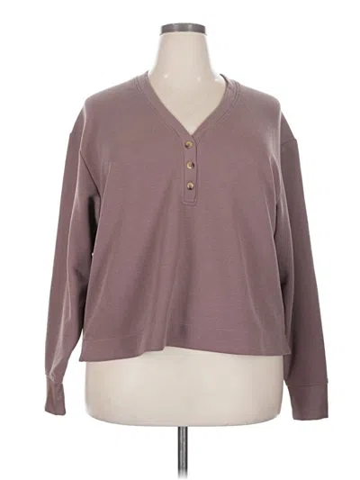 Pre-owned Free Fly Long Sleeve Henley Shirt In Purple