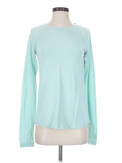 Pre-owned Free Fly Long Sleeve Top Teal Crew Neck Tops