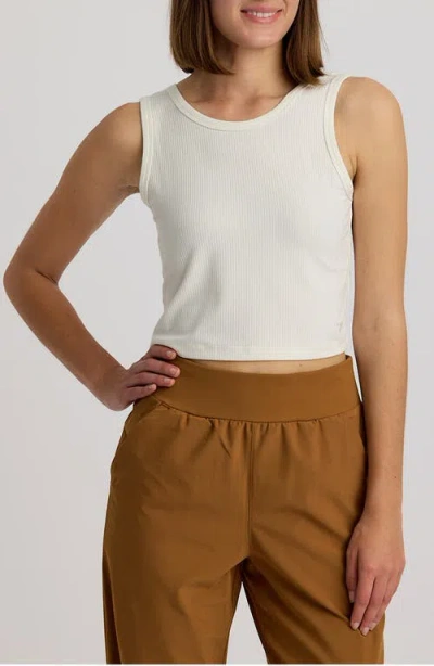 Free Fly Rib Crop Tank In White