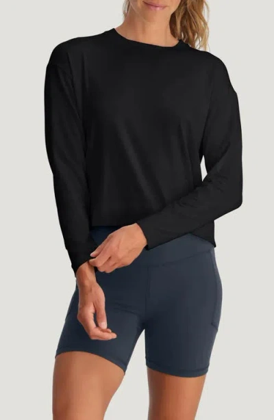 Free Fly Shade Crossover Long Sleeve Top In Black