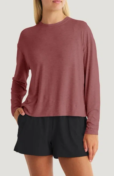 Free Fly Shade Crossover Long Sleeve Top In Red