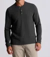 Free Fly Waffle Long Sleeve Henley Top In Midnight In Gray