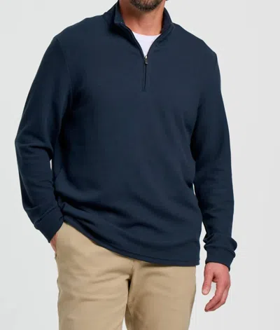 Free Fly Waffle Quarter Zip Sweater In Deep Navy In Blue