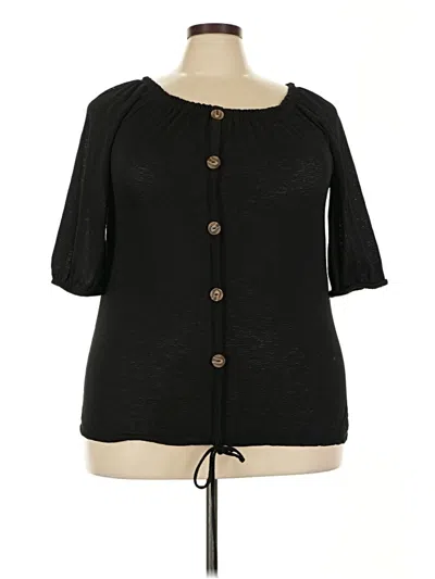 Pre-owned Free Kisses 3/4 Sleeve Button Down Shirt In Black