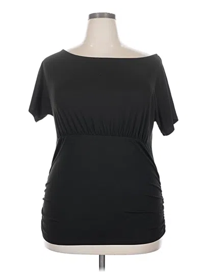 Pre-owned Free Kisses Short Sleeve Top Black Boatneck Tops