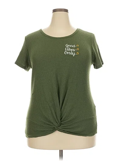 Pre-owned Free Kisses Short Sleeve Top Green Crew Neck Tops