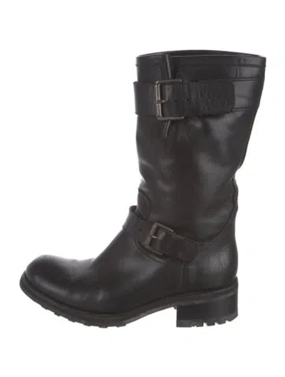 Pre-owned Free Lance Leather Moto Boots In Black