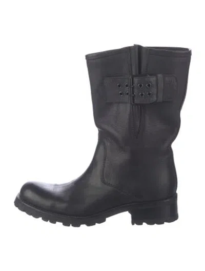 Pre-owned Free Lance Leather Moto Boots In Black