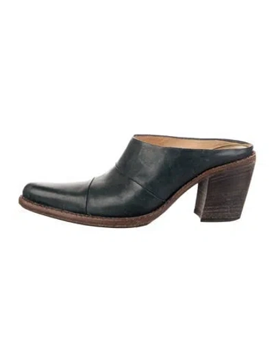 Pre-owned Free Lance Leather Mules In Blue