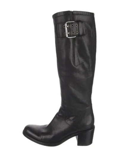 Pre-owned Free Lance Leather Riding Boots In Black